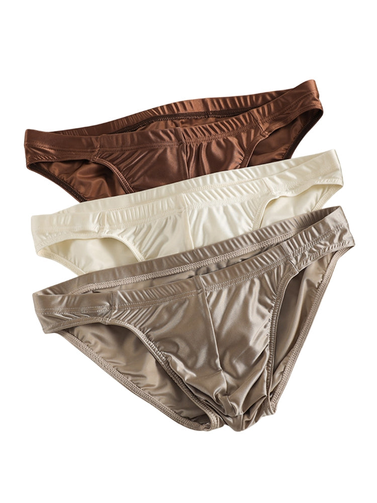 3 Pack Men's Sexy & Stylish Loose-Fit Seamless Solid Color Low-Rise Bikini | dmunderwear detail image 6