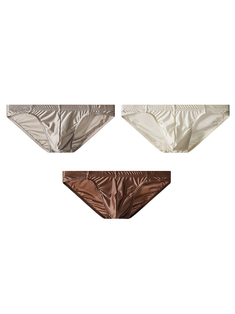 3 Pack Men's Sexy & Stylish Loose-Fit Seamless Solid Color Low-Rise Bikini | dmunderwear detail image 7