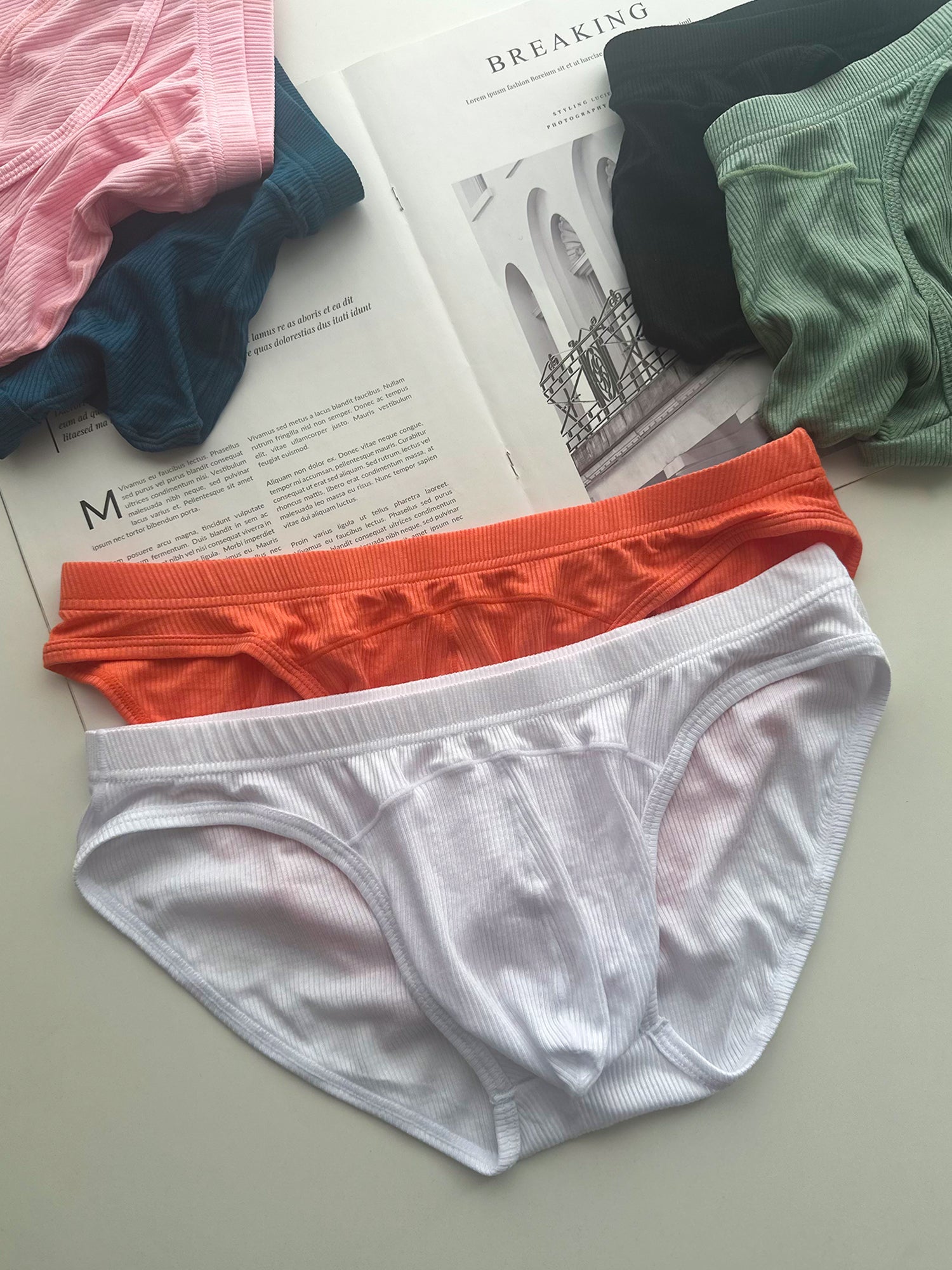 3 Pack Men's Sexy Threaded U-Shaped Briefs | dmunderwear detail image 11