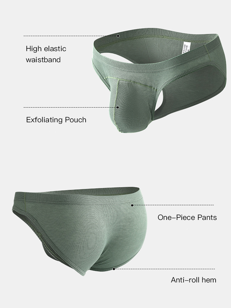 3 Pack Men's Sexy Threaded U-Shaped Briefs | dmunderwear detail image 4