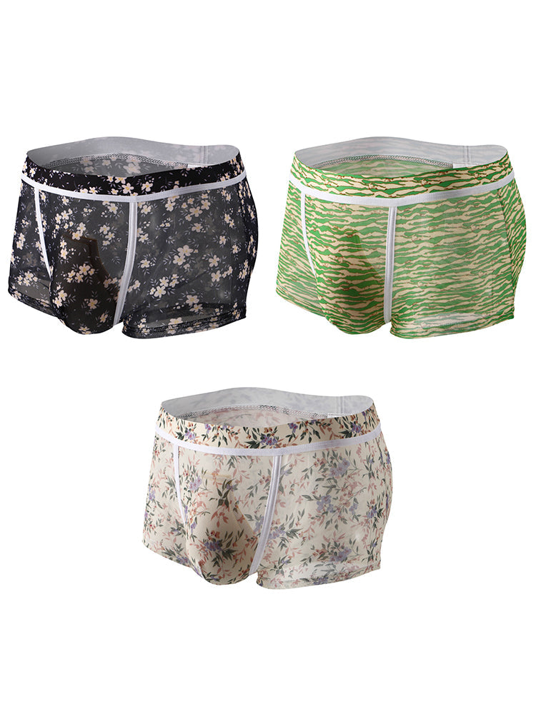 3 Pack Men's Sexy U-Shaped Mesh Breathable Boxer Briefs | dmunderwear detail image 14