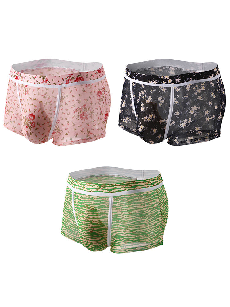 3 Pack Men's Sexy U-Shaped Mesh Breathable Boxer Briefs | dmunderwear detail image 2