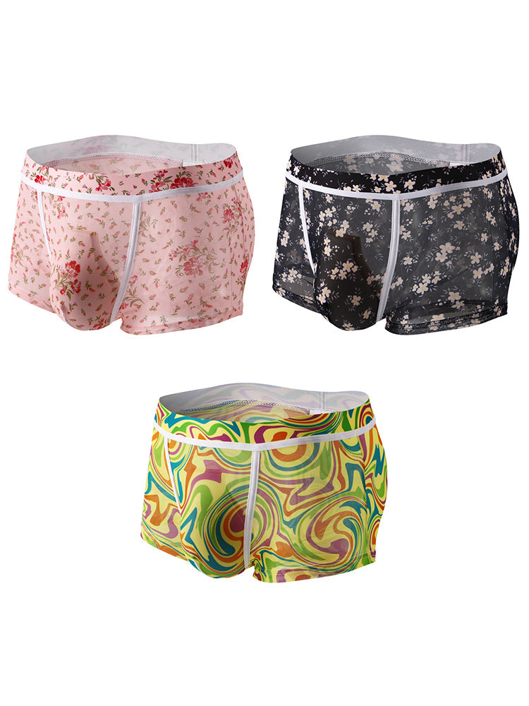 3 Pack Men's Sexy U-Shaped Mesh Breathable Boxer Briefs | dmunderwear detail image 20