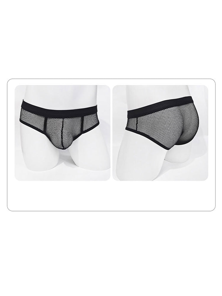 3 Pack Men's Sheer Elegance Mesh Solid Color Low-Rise Stretch Briefs | dmunderwear detail image 10