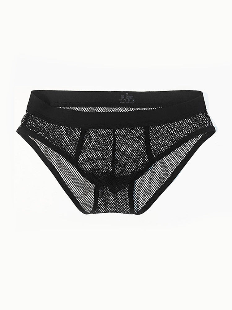 3 Pack Men's Sheer Elegance Mesh Solid Color Low-Rise Stretch Briefs | dmunderwear detail image 11
