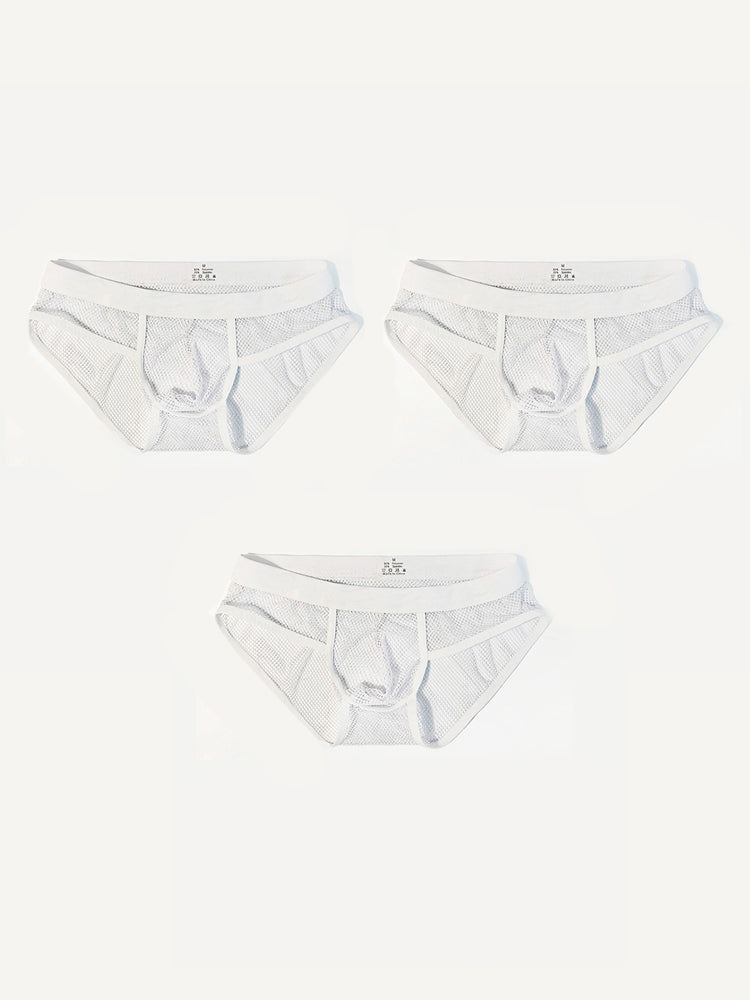 3 Pack Men's Sheer Elegance Mesh Solid Color Low-Rise Stretch Briefs | dmunderwear detail image 12
