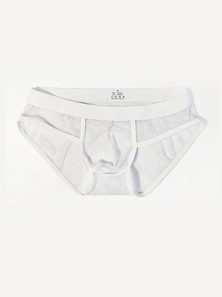 3 Pack Men's Sheer Elegance Mesh Solid Color Low-Rise Stretch Briefs | dmunderwear detail image 13