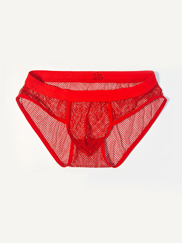 3 Pack Men's Sheer Elegance Mesh Solid Color Low-Rise Stretch Briefs | dmunderwear detail image 14