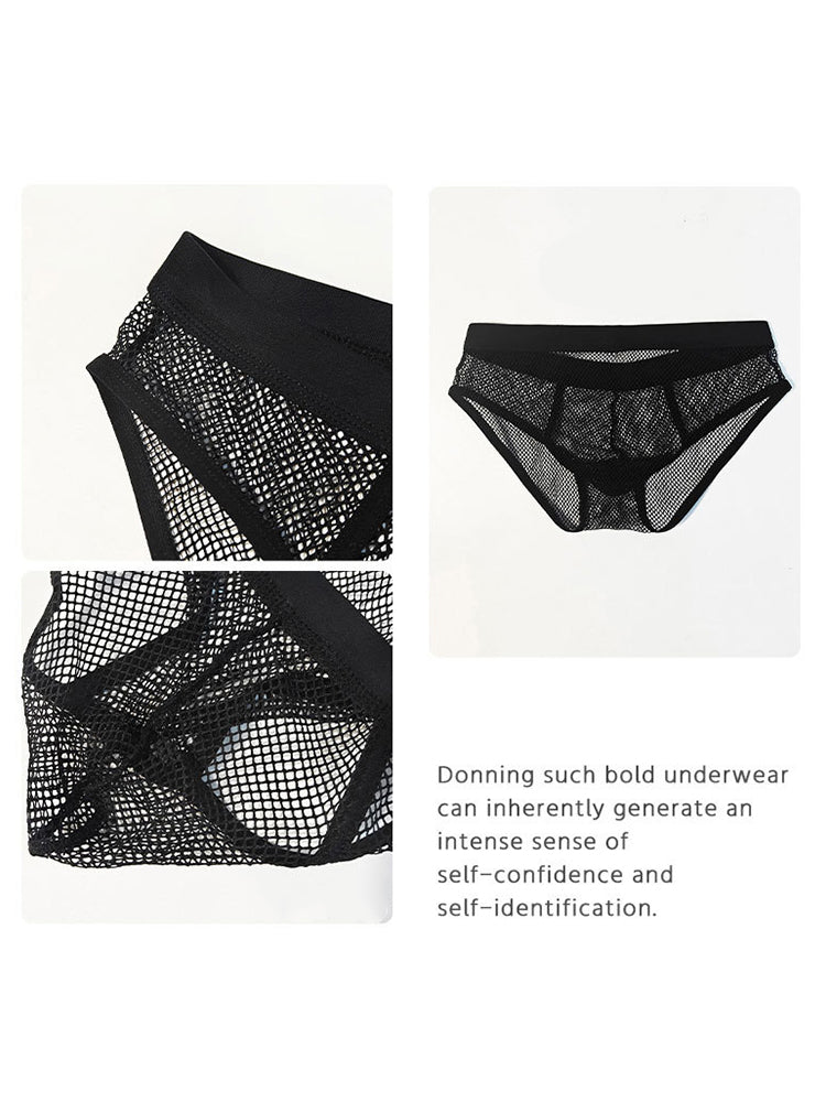 3 Pack Men's Sheer Elegance Mesh Solid Color Low-Rise Stretch Briefs | dmunderwear detail image 8