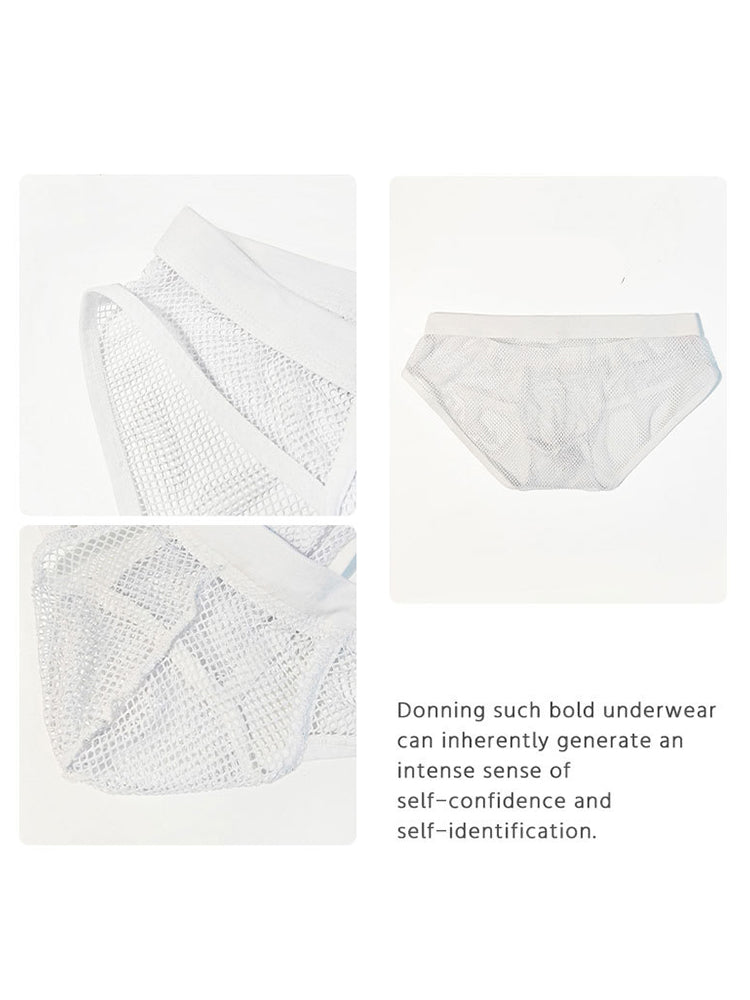 3 Pack Men's Sheer Elegance Mesh Solid Color Low-Rise Stretch Briefs | dmunderwear detail image 9