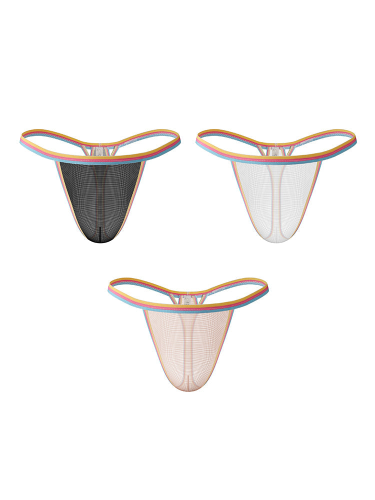 3 Pack Men's Sheer & Sexy Support Pouch Cooling Chafe-Free Strings | dmunderwear detail image 2