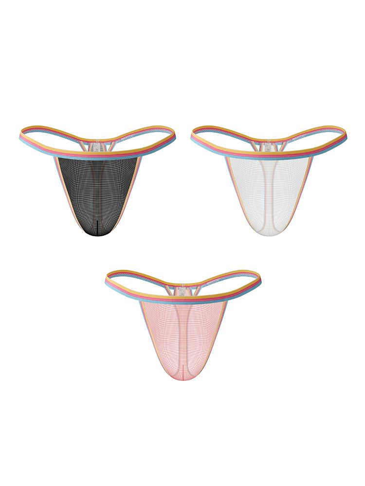 3 Pack Men's Sheer & Sexy Support Pouch Cooling Chafe-Free Strings | dmunderwear detail image 20