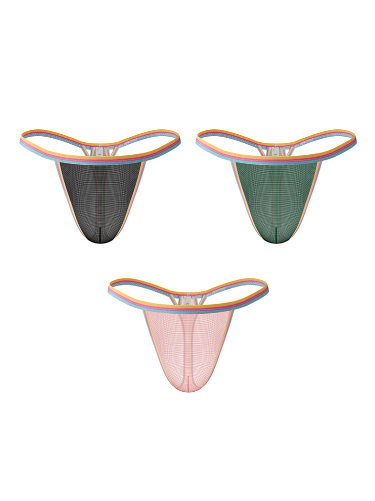 3 Pack Men's Sheer & Sexy Support Pouch Cooling Chafe-Free Strings | dmunderwear detail image 8