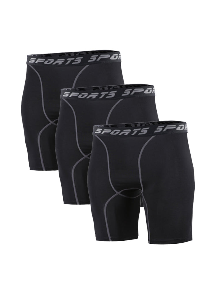 3 Pack Men's Side Pockets & High-Elasticity Compression Activewear Tights | dmunderwear detail image 14