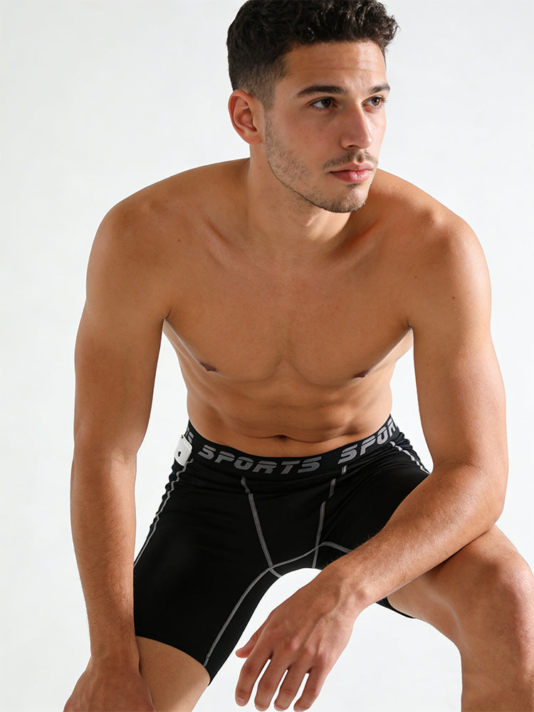 3 Pack Men's Side Pockets & High-Elasticity Compression Activewear Tights | dmunderwear detail image 3