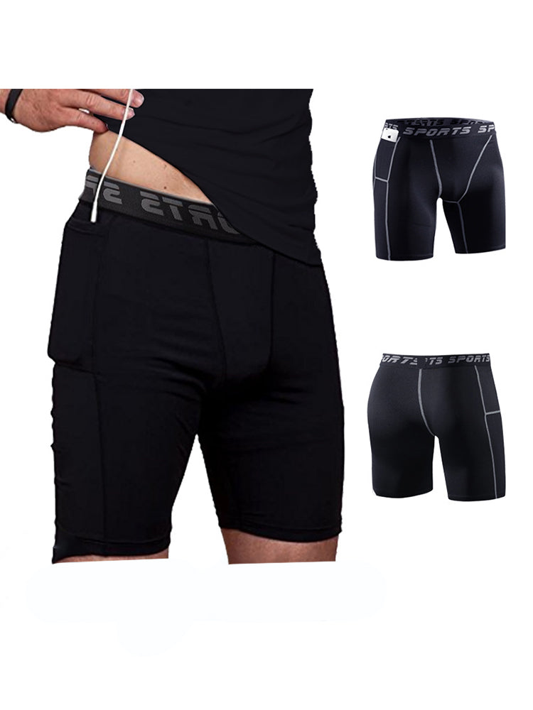 3 Pack Men's Side Pockets & High-Elasticity Compression Activewear Tights | dmunderwear detail image 4
