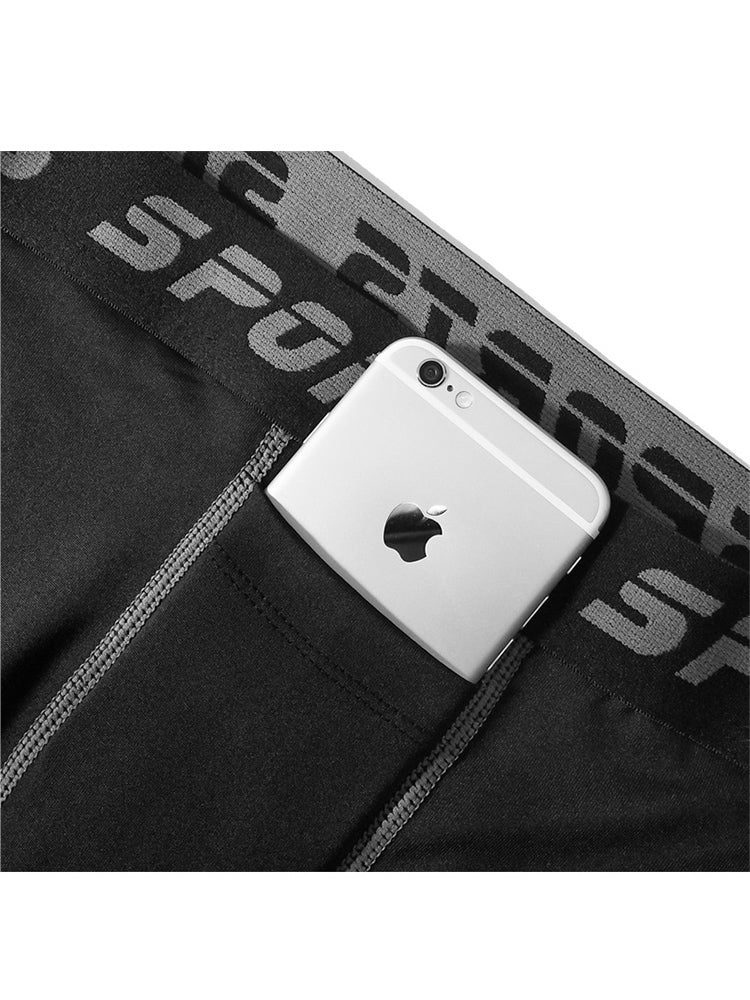 3 Pack Men's Side Pockets & High-Elasticity Compression Activewear Tights | dmunderwear detail image 5