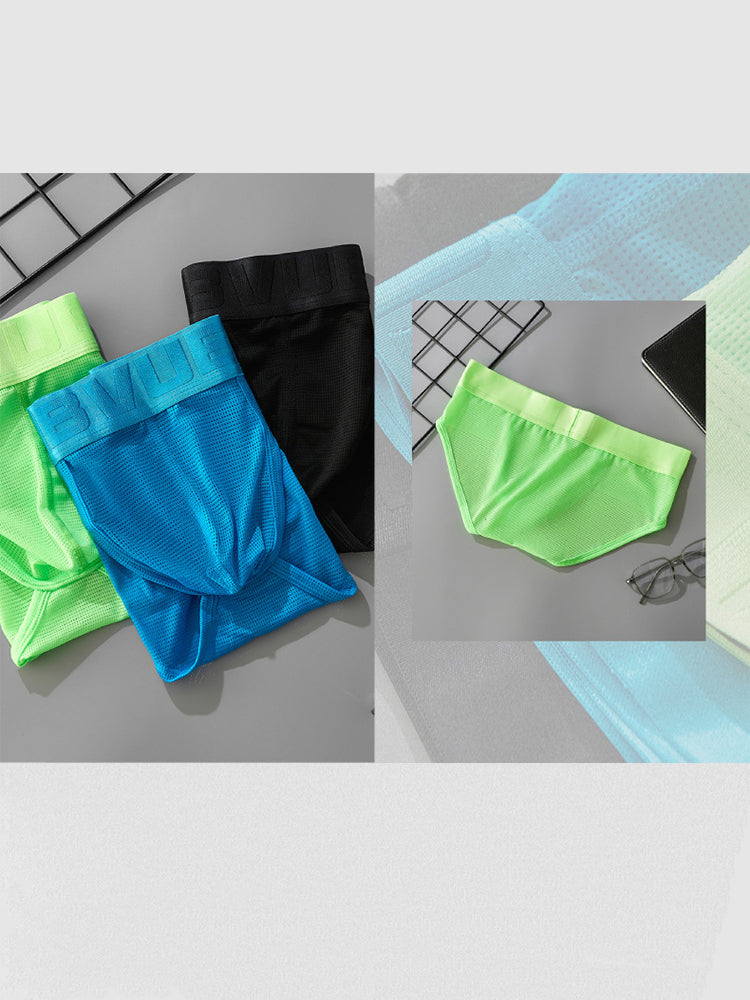 3 Pack Men's Single-Layer Sheer Ice Silk U-Pouch Low-Rise Briefs | dmunderwear detail image 13