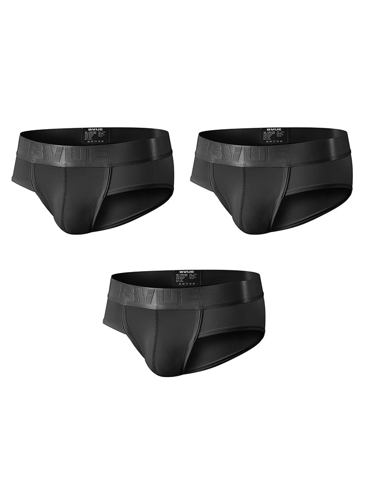 3 Pack Men's Single-Layer Sheer Ice Silk U-Pouch Low-Rise Briefs | dmunderwear detail image 14