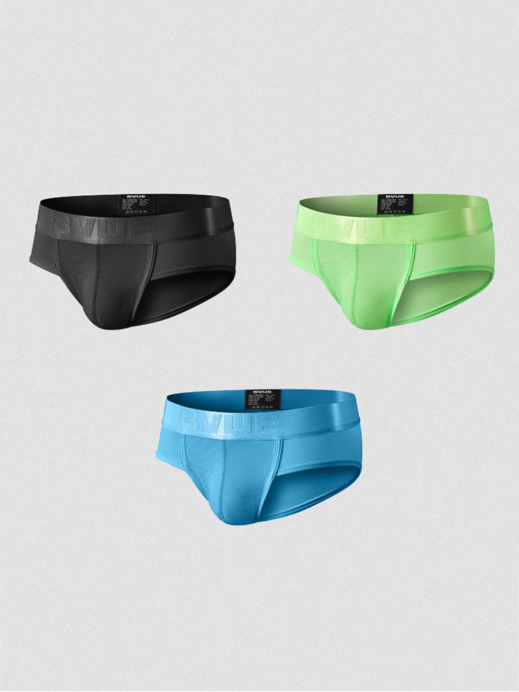 3 Pack Men's Single-Layer Sheer Ice Silk U-Pouch Low-Rise Briefs | dmunderwear detail image 15