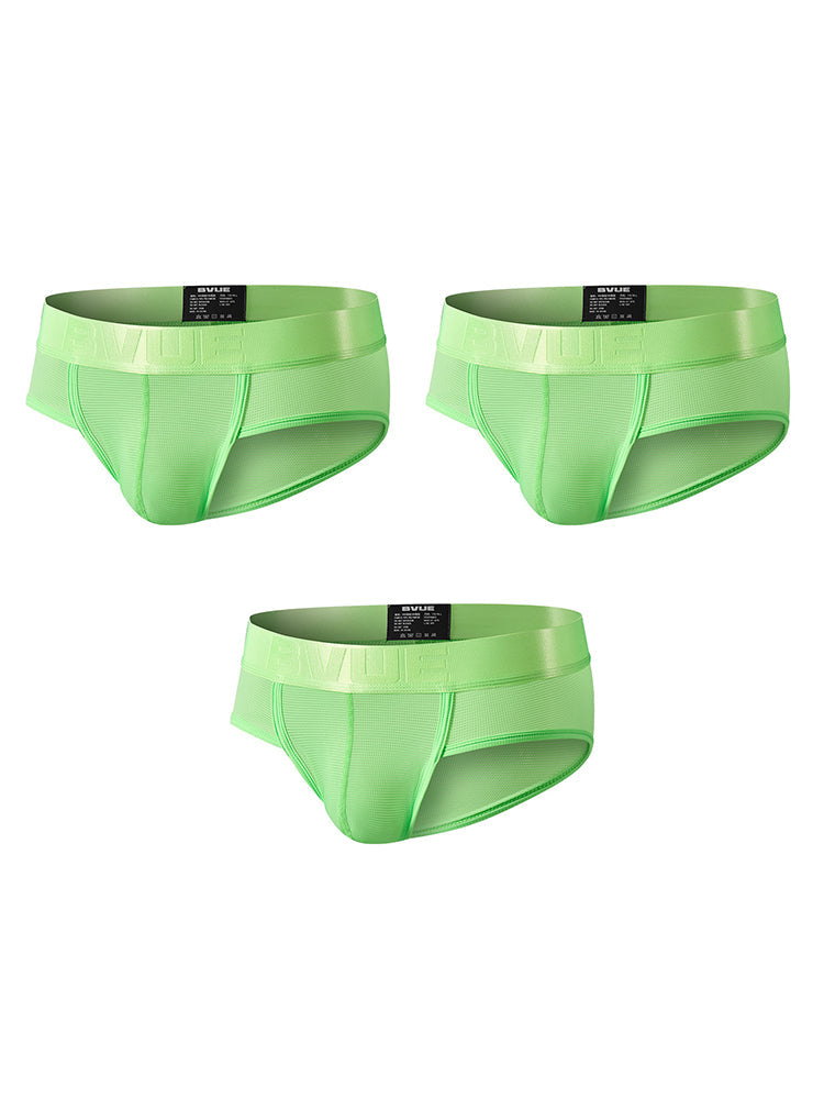 3 Pack Men's Single-Layer Sheer Ice Silk U-Pouch Low-Rise Briefs | dmunderwear detail image 19