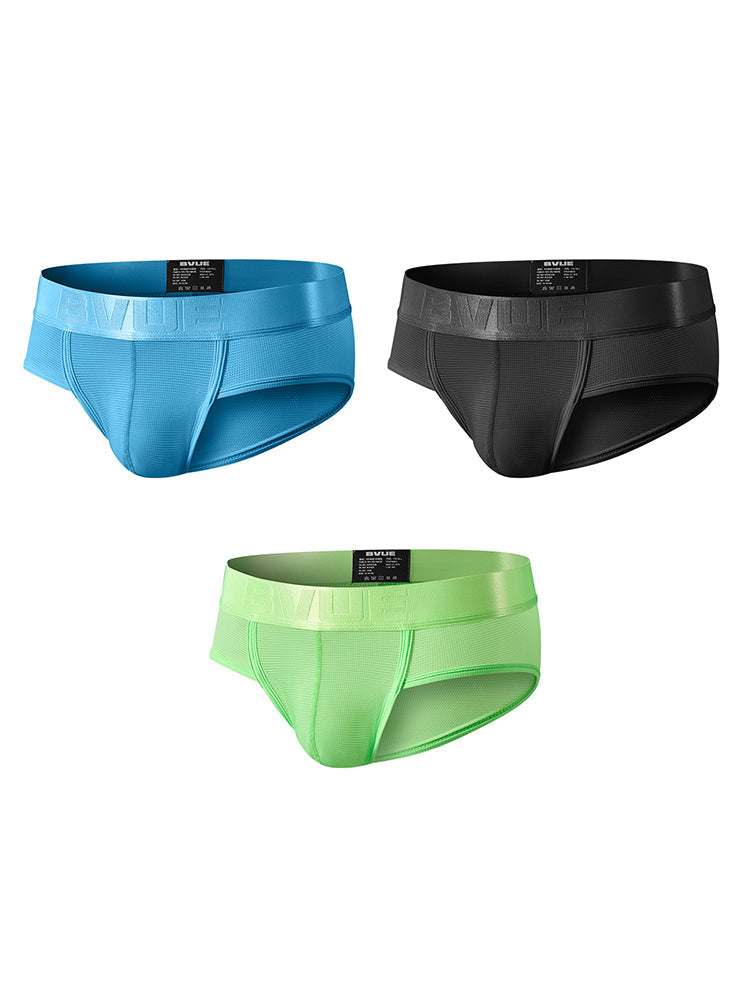 3 Pack Men's Single-Layer Sheer Ice Silk U-Pouch Low-Rise Briefs | dmunderwear detail image 2