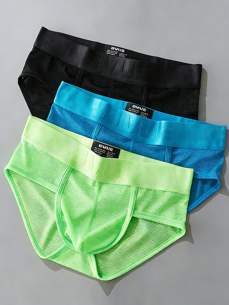 3 Pack Men's Single-Layer Sheer Ice Silk U-Pouch Low-Rise Briefs | dmunderwear detail image 3