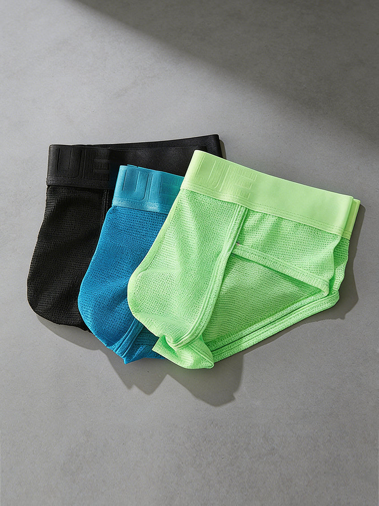 3 Pack Men's Single-Layer Sheer Ice Silk U-Pouch Low-Rise Briefs | dmunderwear detail image 4