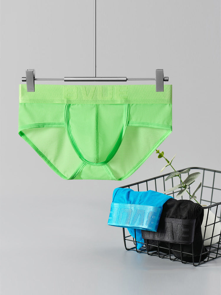 3 Pack Men's Single-Layer Sheer Ice Silk U-Pouch Low-Rise Briefs | dmunderwear detail image 9