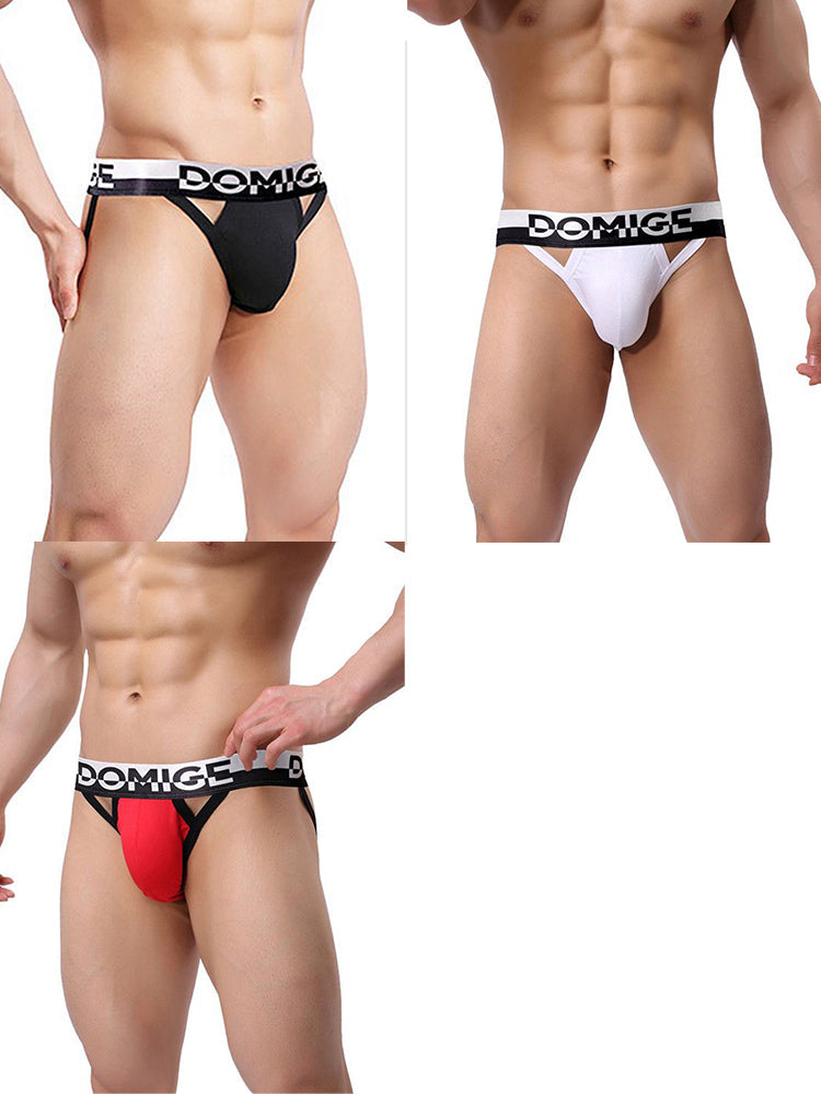 3 Pack Men's Skin-Friendly Lightweight & Airy Large Pouch Chafe-Free Jockstrap | dmunderwear detail image 2