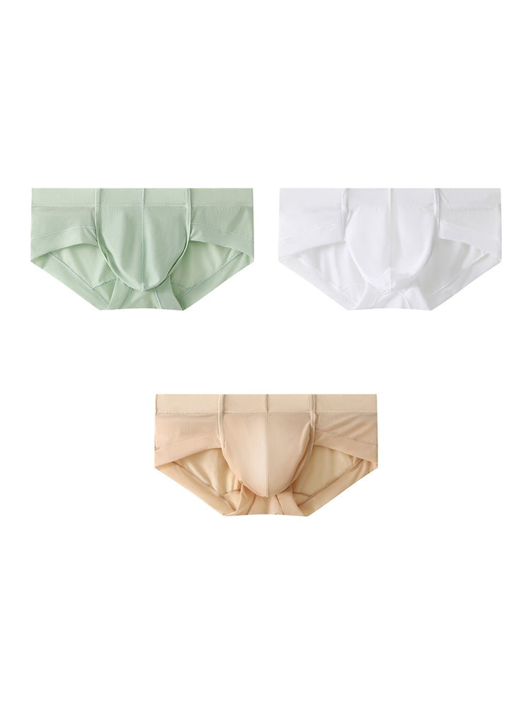 3 Pack Men's Skin-Friendly Solid Color Supportive Pouch Stretch Fit Cooling Briefs | dmunderwear detail image 12