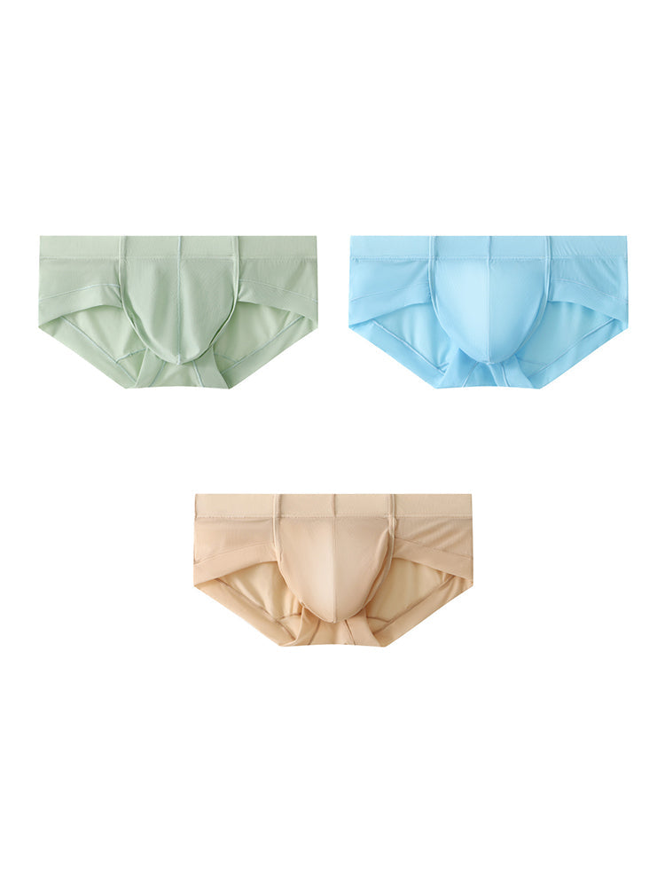 3 Pack Men's Skin-Friendly Solid Color Supportive Pouch Stretch Fit Cooling Briefs | dmunderwear detail image 17
