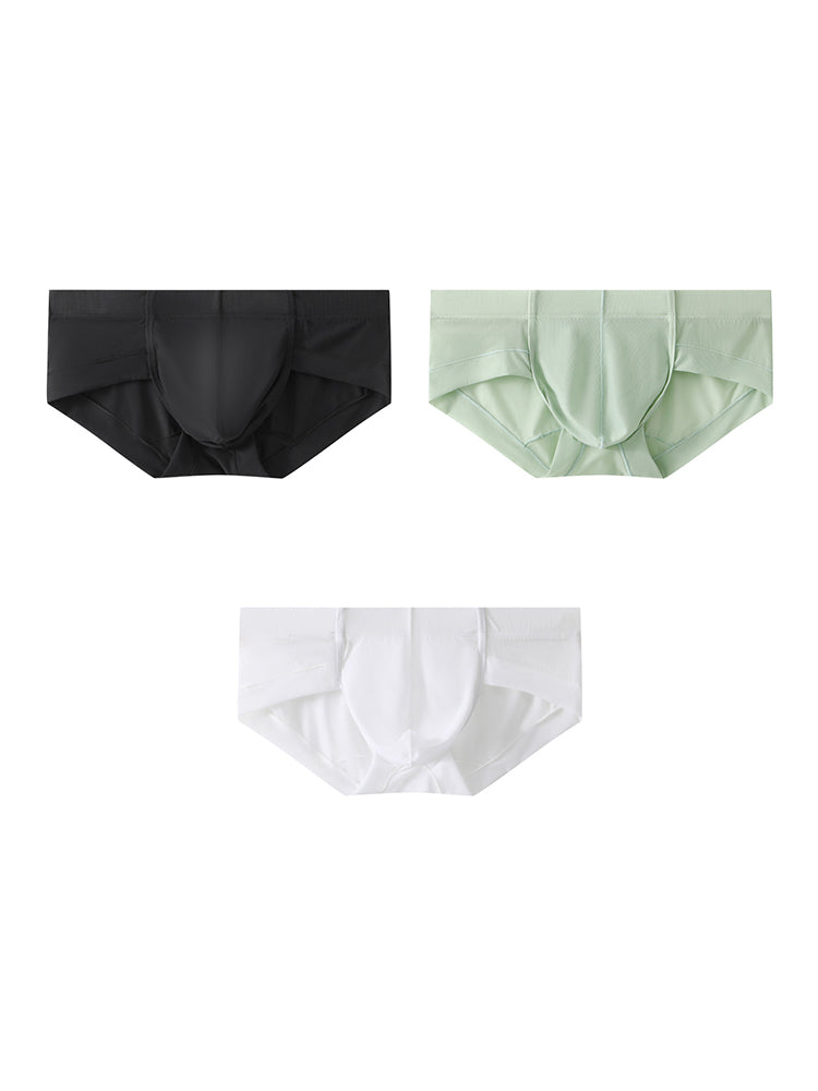 3 Pack Men's Skin-Friendly Solid Color Supportive Pouch Stretch Fit Cooling Briefs | dmunderwear detail image 7