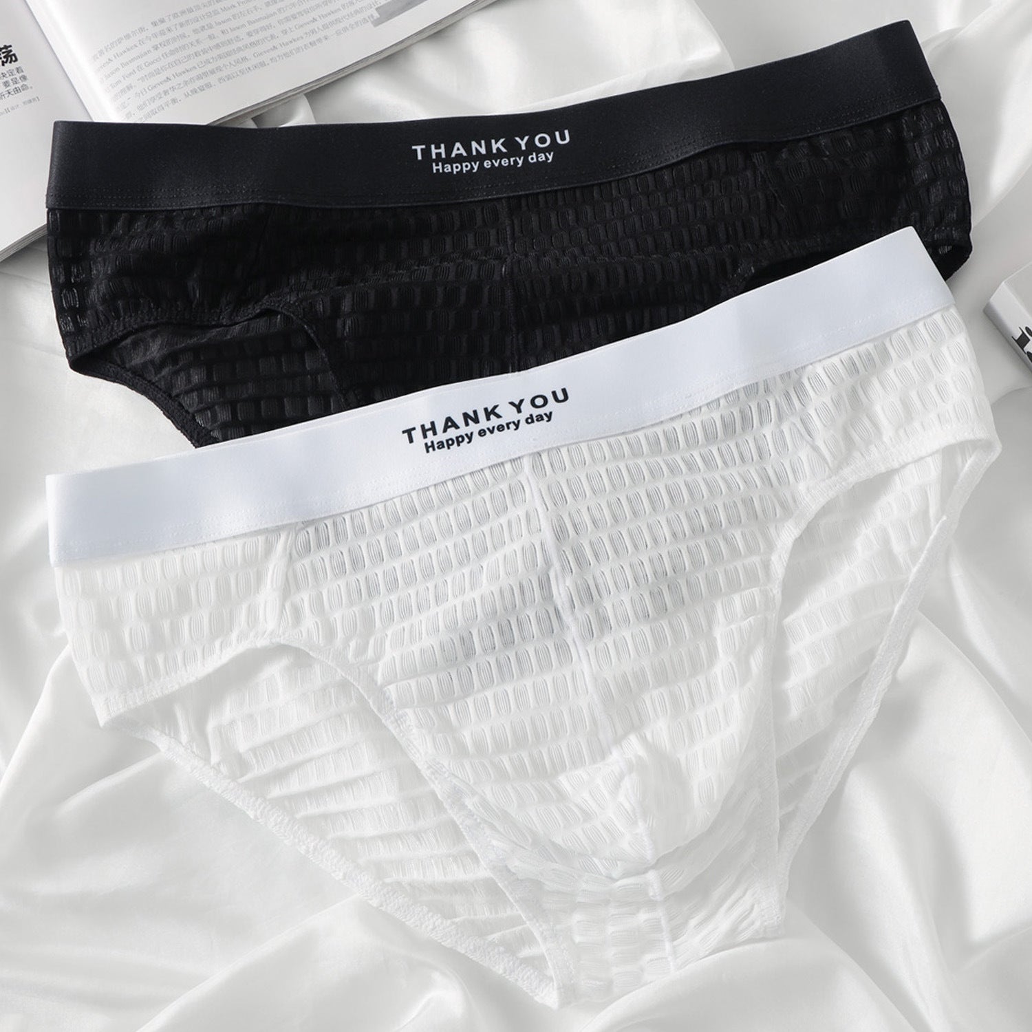 3 Pack Men's Soft & Breathable Icy Silk Quick-Dry Mid-Rise Comfort Cooling Briefs | dmunderwear detail image 4