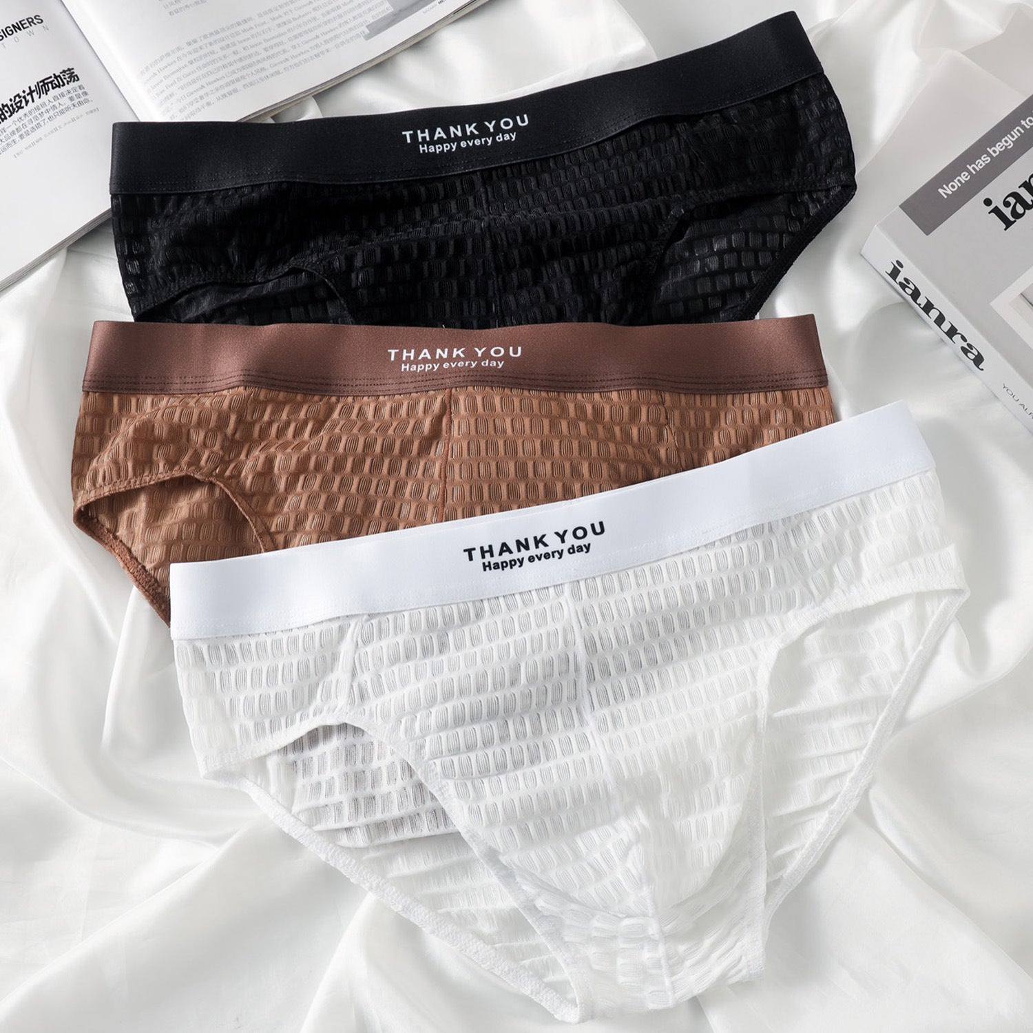 3 Pack Men's Soft & Breathable Icy Silk Quick-Dry Mid-Rise Comfort Cooling Briefs | dmunderwear detail image 6