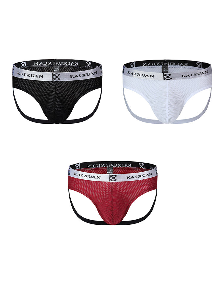 3 Pack Men's Mesh Thong with Stretch & Breathable 3D Support Pouch | dmunderwear detail image 12