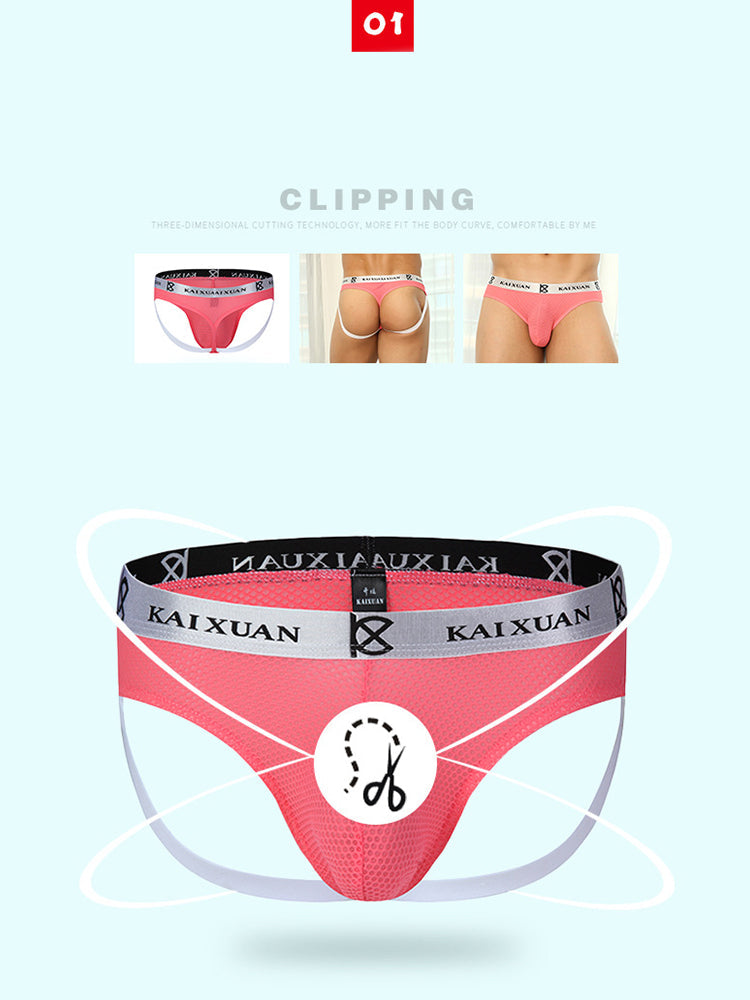 3 Pack Men's Mesh Thong with Stretch & Breathable 3D Support Pouch | dmunderwear detail image 14