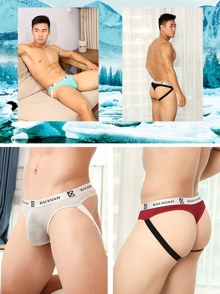 3 Pack Men's Mesh Thong with Stretch & Breathable 3D Support Pouch | dmunderwear detail image 18