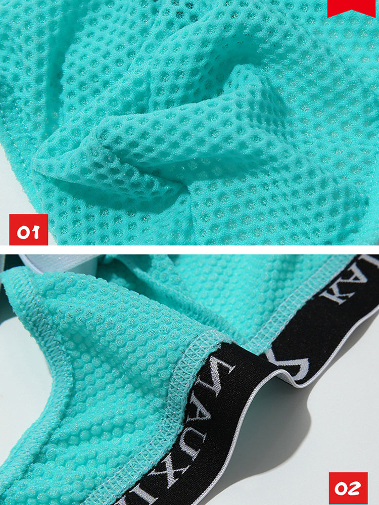 3 Pack Men's Mesh Thong with Stretch & Breathable 3D Support Pouch | dmunderwear detail image 6