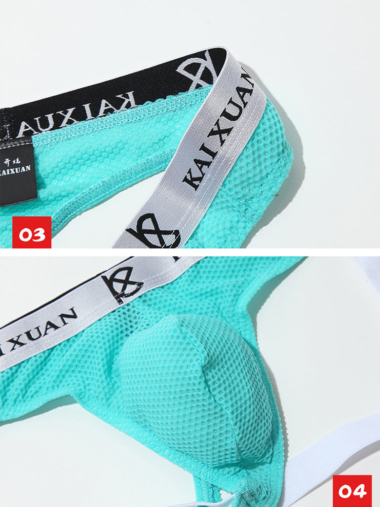 3 Pack Men's Mesh Thong with Stretch & Breathable 3D Support Pouch | dmunderwear detail image 8