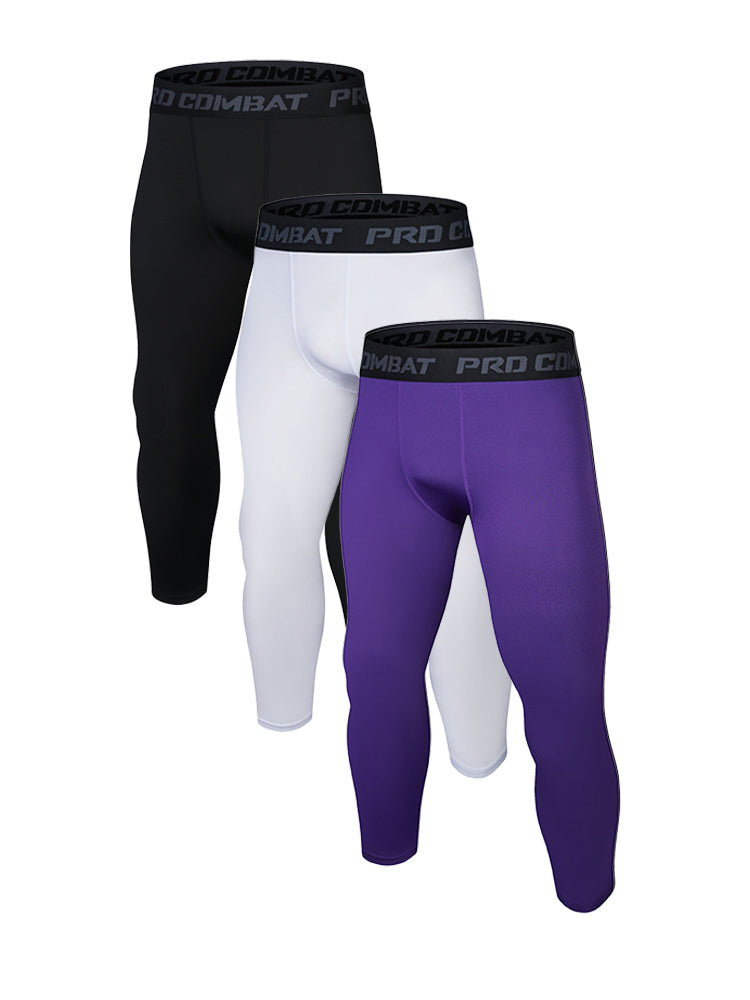 3 Pack Men's Solid Color All-Season Durability & Utility Activewear Tights | dmunderwear detail image 2