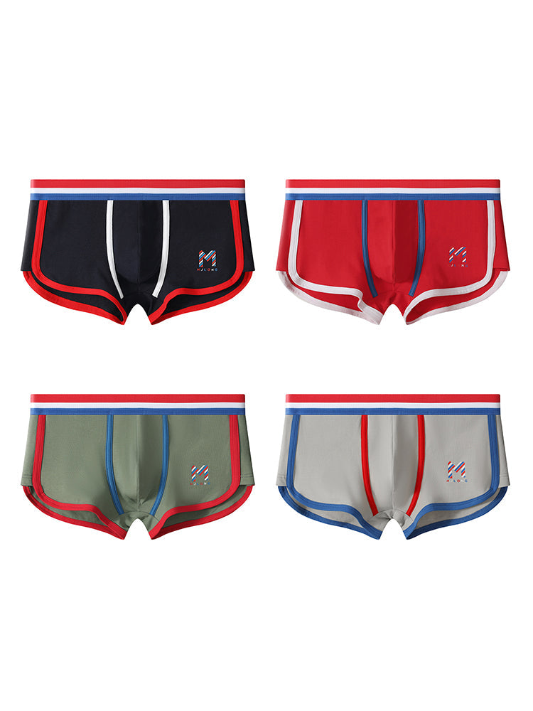 3 Pack Men's Solid Color Mid-Rise Breathable Antibacterial Sporty Cut Trunks | dmunderwear detail image 2