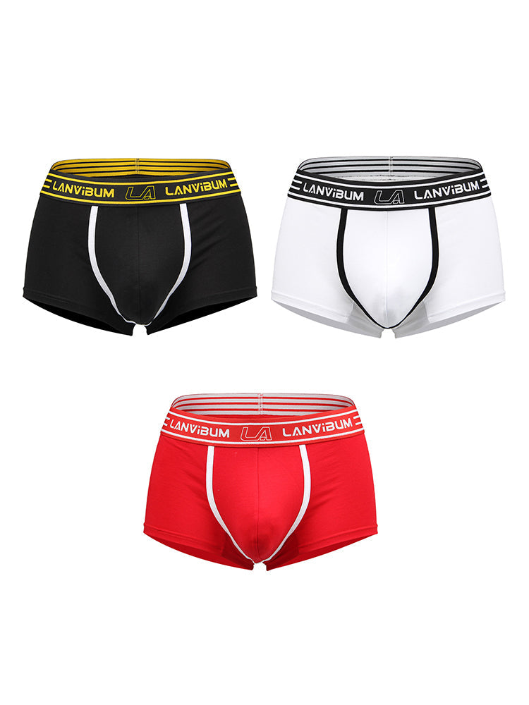 3 Pack Men's Solid Color Odor-Resistant Soft Supportive Pouch Trunks | dmunderwear detail image 2