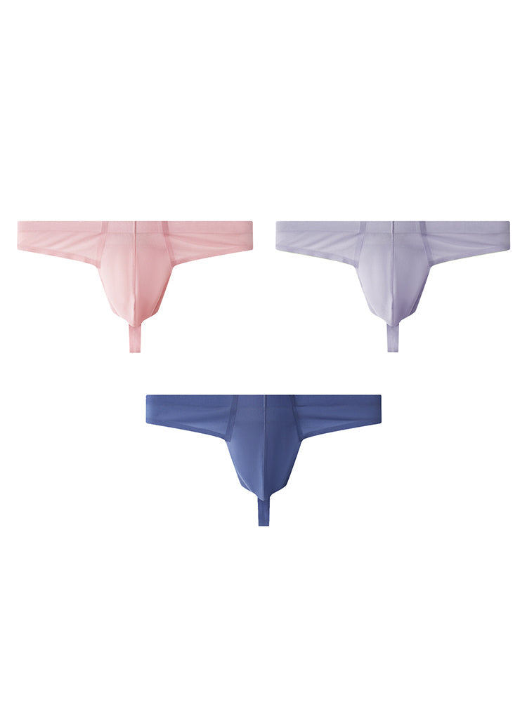 3 Pack Men's Solid Color Seamless Comfort Quick-Dry Breathable Thongs | dmunderwear detail image 12
