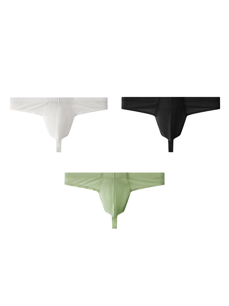 3 Pack Men's Solid Color Seamless Comfort Quick-Dry Breathable Thongs | dmunderwear detail image 17