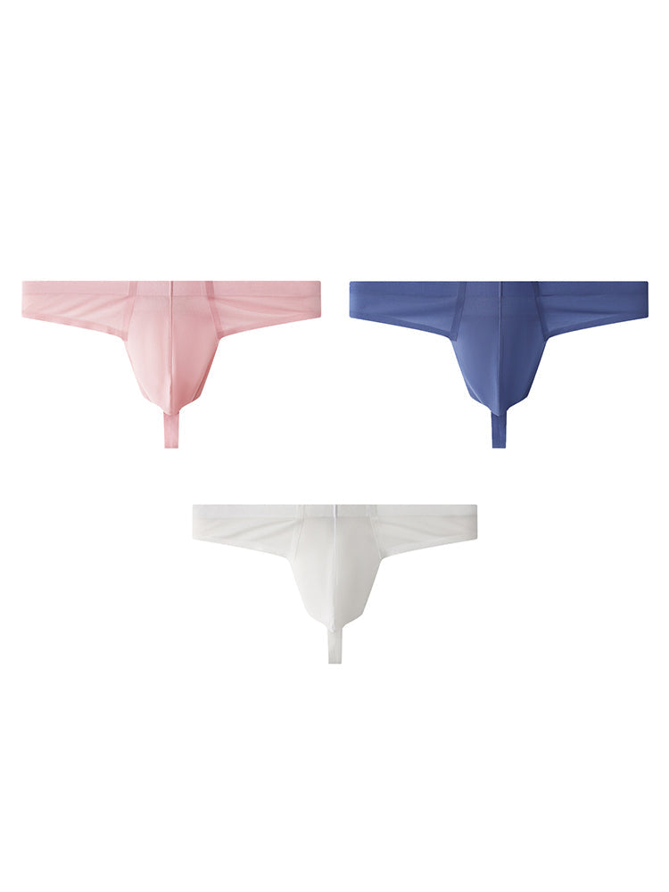3 Pack Men's Solid Color Seamless Comfort Quick-Dry Breathable Thongs | dmunderwear detail image 2