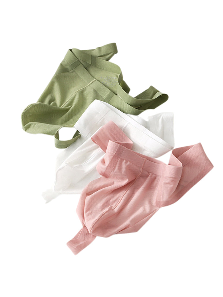 3 Pack Men's Solid Color Seamless Comfort Quick-Dry Breathable Thongs | dmunderwear detail image 5