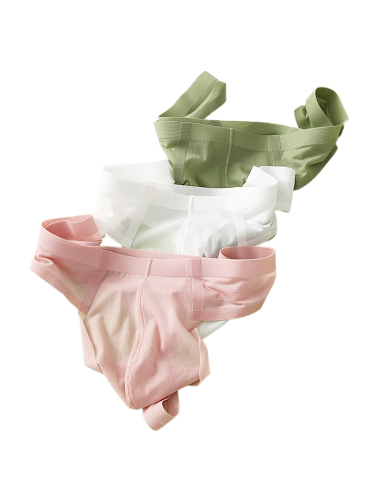 3 Pack Men's Solid Color Seamless Comfort Quick-Dry Breathable Thongs | dmunderwear detail image 6