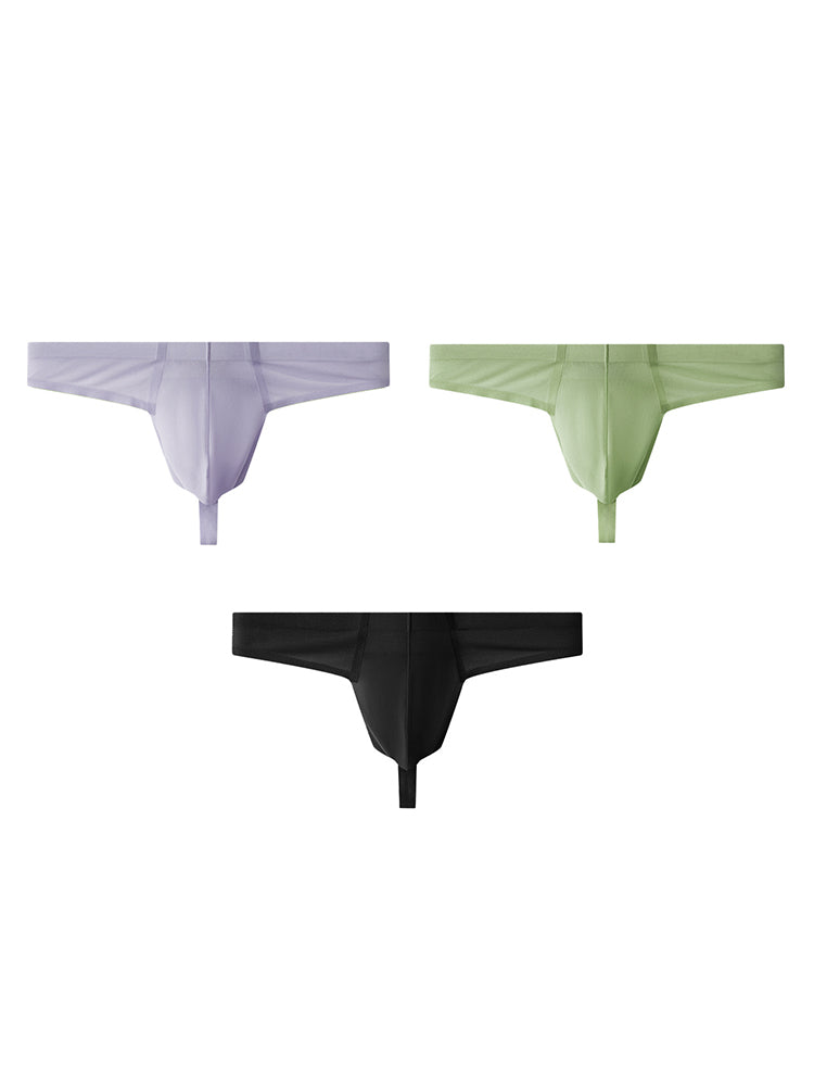 3 Pack Men's Solid Color Seamless Comfort Quick-Dry Breathable Thongs | dmunderwear detail image 7