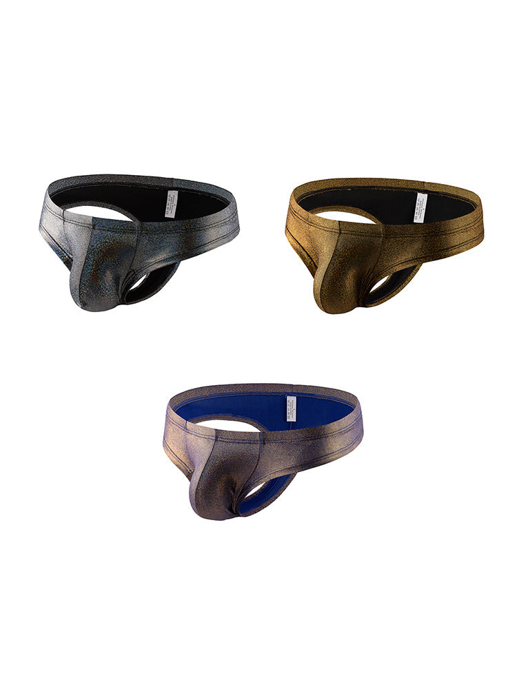 3 Pack Men's Sparkle Thongs in Solid Colors | dmunderwear detail image 17